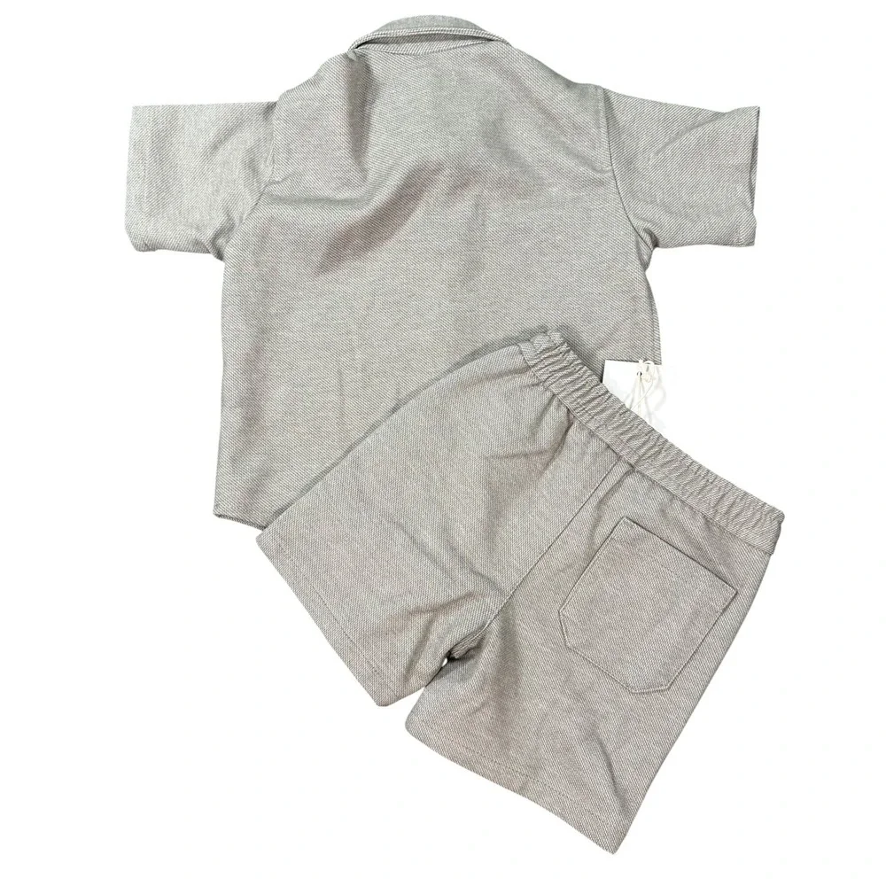 Zara Boys Textured Short Sleeve Shirt and Shorts Set Size 3 Years